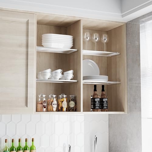 2Pack Expandable Closet Tension Shelves Organizers, Adjustable Wall Mounted Tension Shelf for Cabinet Rack Storage Wardrobe Divider Shelving for Closets Pantry Cupboard Kitchen - size: 2Pack/Liner, Large, W11.8" X L(16.5 "~ 31")