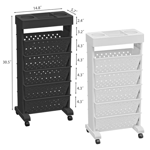 6-Tier Mobile Bookshelf, Rolling Bookcase Book Storage Rack, Movable File Folder Organizer Cart with Wheels for Home Study Office Living Room Classroom, Black - color: Black, size: 6-Tier