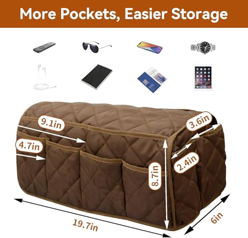 MEHIDFY Armchair Caddy Remote Control Holder for Couch Recliner Armrest Organizer Non Slip Couch Arm Covers for Sofa with 14 Pockets Storage for Magazine, Tablet, Phone, iPad (Brown 2pcs) - color: Brown 2pcs