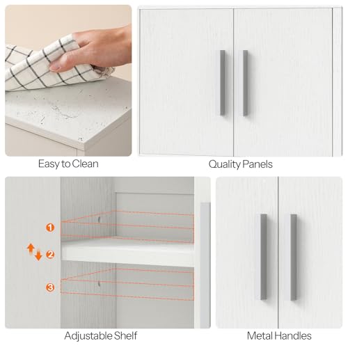 HOOBRO Bathroom Wall Cabinet, Medicine Cabinet, 15 x 7.1 x 16.1Inches, Adjustable Shelf, Over The Toilet Wall Storage Cabinet, for Bathroom, Bedroom, White
