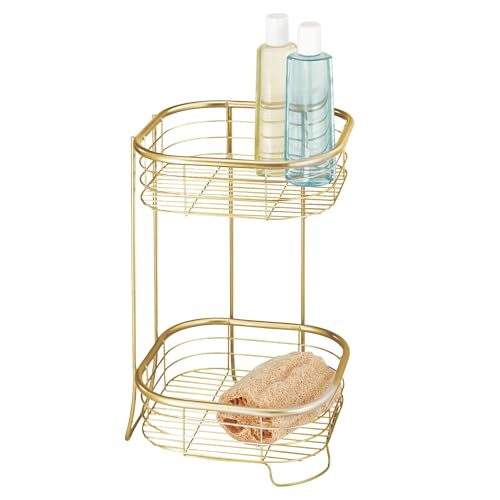iDesign 2-Tier Bathroom Freestanding Square Shower Caddy Organizer - Gold - color: Gold