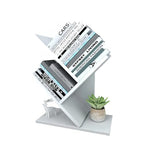 Godferyxin Tree Bookshelf, 3-Tier Small Bookcase for Desk – Wood Small Bookshelf with Storage Shelves, Mini Bookcase for Bedroom, Office, White Bookshelf, CDs, Magazines Desktop Book Tree - color: 3-tier-white