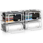 Sorbus Storage Bins with Metal Frame - Stackable & Foldable Clothes Organizer Bags - Clear Soft Plastic Storage Containers (4 Pack, Small) - size: Small, style: 4 Pack