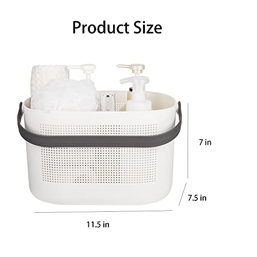 UUJOLY Plastic Storage Baskets with Handles, Shower Caddy Shelf Organizers Basket for Bathroom, Kitchen, Dorm Room, Grey, 2 Pack - color: Grey, size: 2 Pack
