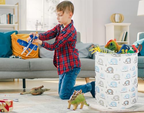 NTAOHAMPER Laundry Hamper, Elephant laundry Basket, Nursery Hamper, Waterproof Storage Bin for Bedroom, Clothes Organizer Basket, Room Decor(Blue Elephant) - color: Blue Elephant
