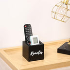 Remote Control Holder, Wooden Tv Remote Holder, Remote Holder for Table, Remote Control Storage Organizer Caddy (for 2 or 3 Remote Controls) 3.5 x3.5x3.5 - Black