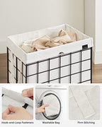 SONGMICS Laundry Hamper, 23.8 Gal. (90L) Laundry Basket, Collapsible Clothes Hamper, Black and White ULCB190W01 - color: Cream White, size: 90 L