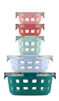 Ello Duraglass Mixed Meal Prep Sets Leak-Proof Glass Food Storage Containers with Silicone Sleeves and Airtight BPA-Free Lids, Dishwasher, Microwave, and Freezer Safe - color: Melon Mixed