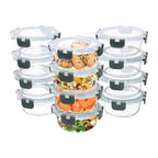 GULFLIN 12 Pack Small Glass Food Storage Containers with Lids Airtight, 13oz Leak-Proof Meal Prep Containers Set, Freezer to Microwave Safe, Dishwasher Safe - color: 13oz,Same Size - 12 Pack,Grey Set