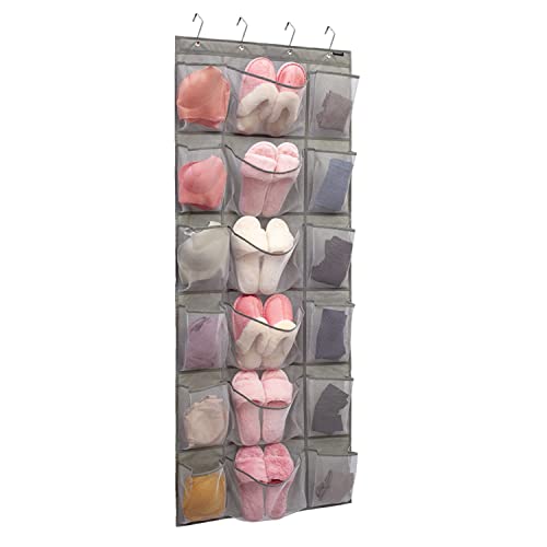 Over The Door Hanging Shoe Rack Organizer 18 Pockets Organizer with 6 Extra Large Mesh Pockets for Shoe Holder Storage (18 Pockets) - color: 18 Pockets