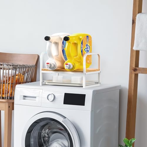 Laundry Detergent Holder Stand, Liquid Detergent Dispenser Shelf Organizer with Cleanable Drip Tray, Liquid Holder Stand Catcher for Laundry Room Organization and Storage (Flat-White) - style: Flat-White