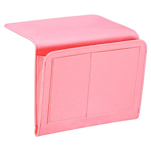 PATIKIL 11in Bedside Caddy, Bed Caddy Bedside Organizer Hanging 5 Pocket Soft Felt Bed Pockets Bedside Storage Organizer Remote Control Holder for Bedroom Phones Glasses, Pink - color: Pink, size: 10.6*8.6inch