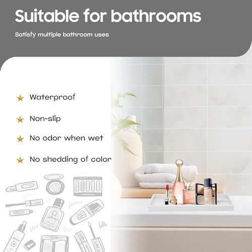 Vanity and Bathroom Tray, 9.8" ABS Countertop Organizer,Waterproof Vanity Tray for Toilet Tank,Perfume,Soap,Keys,Bathroom Accessories,Kitchen and Bath Trays,Non Slip Small Trays,White - color: White, size: 9.8" x 4.7" x 0.7"