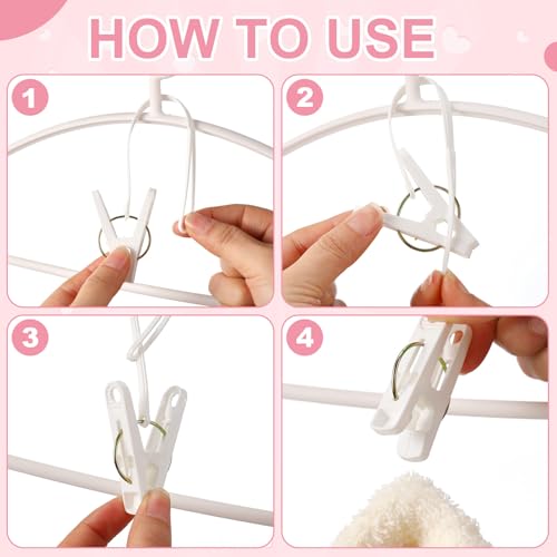 Honeydak 60 Pack Multi-Purpose Laundry Hooks Hanging Clips Bulk with Plastic Rope Hanger Clips for Baby Clothes Closet Organizer for Pants Hat Sock Boot Bra Towel Bathroom Wardrobe Kitchen, White - color: White