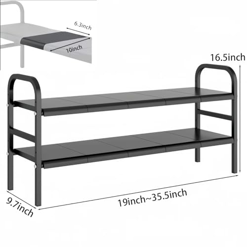 Expandable Under Sink Organizer with 10 Removable Panels, Adjustable Storage 2-Tier Shelf for Kitchen, Bathroom, Pantry,Multi-Purpose Expandable Cabinet Shelf Rack (19-35.5 Inch) (brown, Large) - color: Brown, size: Large