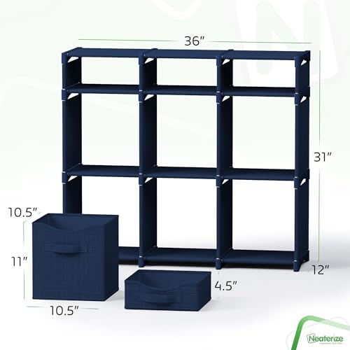 Cube Storage Organizer with Storage Bins Included - The Perfect Closet Organizers and Storage Solution. Includes 9 Storage Cubes, Great For Toy Storage, Closet Storage, Clothes Storage (Navy) - color: Navy, size: 9 Storage Cubes