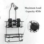 TreeLen Shower Caddy Hanging over Shower Head with 10 Hooks for Razor Large Shampoo Holder Shower Hanger Rack Bathroom Organizer- (Black, 11.8x4.1x24.8) - color: C-Black