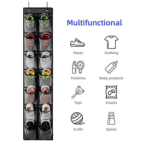 KEEPJOY Over the Door Shoe Organizer, Hanging Shoe Organizer with 4 Hooks,Door Shoe Holder with 14 Mesh Deep Pockets Closet Door Shoe Storage Bag (Grey-2Pack) - color: Grey-2pack of 14 pockets