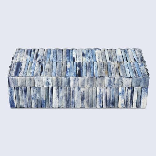 Handicrafts Home Decorative Storage Box 10x4.5 – Remote Control Holder, Jewelry Organizer, Modern Decorative Box with Lid, Boho Chic Home Décor Accent, Vintage Memory Box for Living Room Shelf Décor - color: IVORY-OCEAN, size: 10x4.5x2.5 Inch