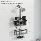 CICUFY Shower Caddy Hanging, Rustproof Bathroom Shower Organizer Hanging, No Drilling Over the Shower Head Caddy with Hooks for Razor, Shower Shampoo Holder with Soap Basket, Black