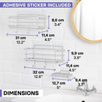 KINCMAX Premium Shower Caddy with Soap Holder, 2-Pack Adhesive Organizer, No Drill Bathroom Shelves, Rustproof Stainless Steel Shelves for Inside Shower, Storage Rack, Silver - color: Polished Silver 02 + Soap Holder