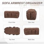 uxcell 2 Pcs Recliner Armchair Caddy, Couch Armrest Organizer with 14 Pockets for Bedside Sofa Remote Control Holder Magazine Phone Book Glasses (Brown, 20" x 7" x 9") - color: Brown