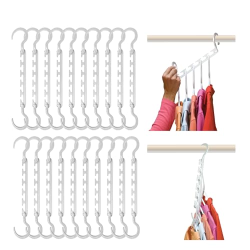 Wonder Hanger Max 20-Pack Space Saving Hangers, Reinforced Hooks Swivels 360°, Cascading Hanger, College Dorms & Storage Closet Organizer, Fully Assembled – White - color: White, size: PACK OF 20