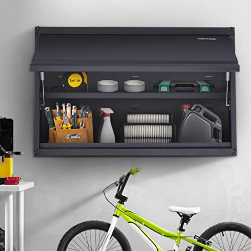 VEVOR Metal Storage Cabinet, 120lbs Load Capacity per Shelf, 20'' Tall Wall-Mounted Powder-Coating Steel Garage Cabinet with Adjustable Shelf, Press to Close & Open Door Perfect for Office Garage Tool - style: Flip up 20"