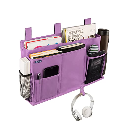 Surblue Caddy Hanging Organizer Bedside Storage Bag for Bunk and Hospital Beds, Purple, L - color: Purple, size: Large