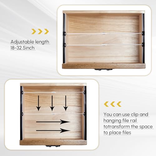 12 Pcs Metal Adjustable File Cabinet Rails Set Include 8 Hanging File Rail Clips 4 Cabinet Dividers Bars Suitable for Cabinets with Drawer Thickness Less Than 1/8 Inch(Silver,18-32.5 Inch) - color: Silver, size: 18-32.5 Inch