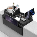 Couch Arm Cup Holder CLESOO Couch Arm Tray Anti-Slip Couch Cup Holder Silicone Sofa Armrest Tray Dual Side Pocket Couch Drink Holder Sofa Caddy Arm Remote Holder Snack Caddy with Phone Holder Black - color: Black
