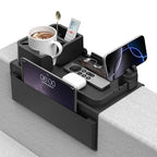 Couch Arm Cup Holder CLESOO Couch Arm Tray Anti-Slip Couch Cup Holder Silicone Sofa Armrest Tray Dual Side Pocket Couch Drink Holder Sofa Caddy Arm Remote Holder Snack Caddy with Phone Holder Black - color: Black