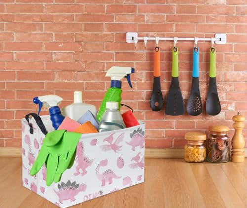 Rectangular Pink Baskets,Dinosaur Basket Cute Storage Basket Organizer for Kids Room Dinosaur Decor ,Clothers,Toys Box,Books,Kid's Gifts Storage. (Pink Dinosaur) - color: Pink Dinosaur