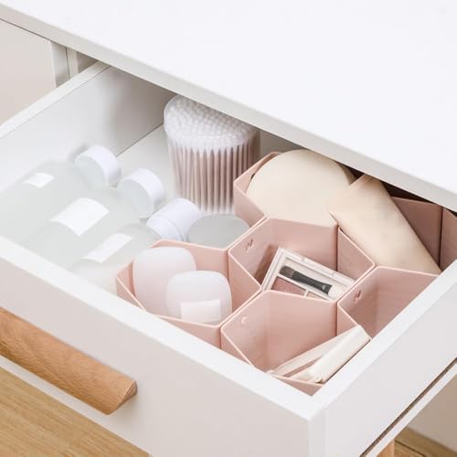Poeland Drawer Divider Organizer Adjustable DIY Grid Honeycomb Drawer Divider for Underwear Belt Scarf Socks Pink - color: Pink