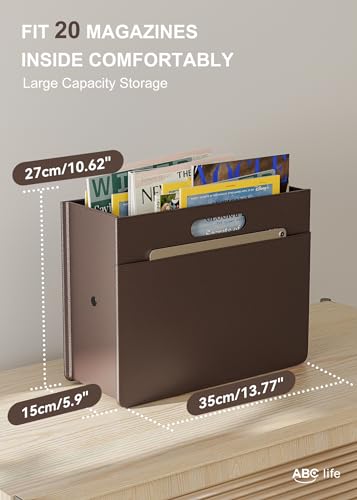 ABC life Magazine Holder Magazine Rack Floor, Stable Foldable PU Leather Newspaper Book Storage Basket Box, Upgraded Magazine File Folder Organizer Free Standing, for Living Room Home Office - Brown - color: Brown(1pc)