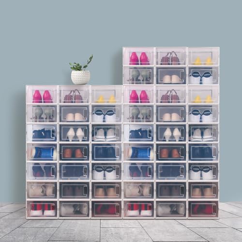 OnDisplay Clik Stackable Interlocking Shoe Box System (Standard Clear/White, Set of 4) - color: Standard Clear/White, size: Set of 4