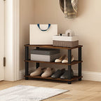 Furinno Turn-S-Tube 3-Tier Shoe Rack, Dark Cherry/Black - color: Dark Cherry/Black, size: 3-Tier (23.6"W)