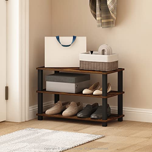 Furinno Turn-S-Tube 3-Tier Shoe Rack, Dark Cherry/Black - color: Dark Cherry/Black, size: 3-Tier (23.6"W)
