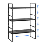 Expandable Cabinet Shelf Organizer Adjustable Metal Spice Rack Stackable Freestanding Counter Storage Shelves for Kitchen Cabinet Under Sink Office Desk (Black - 3Pack - L16.5-27'' * W8'' * H9.6'') - color: Black - 3pack - L16.5-27'' * W8'' * H9.6''