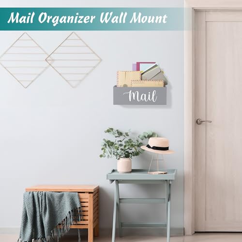 DRASTAR Mail Organizer Countertop, Mail Holder Wall Mount, Mail Sorter Organizer for Desk, Envelope Holder for Home Office (Gray, 2 Slots) - color: Gray, size: 2 Slots