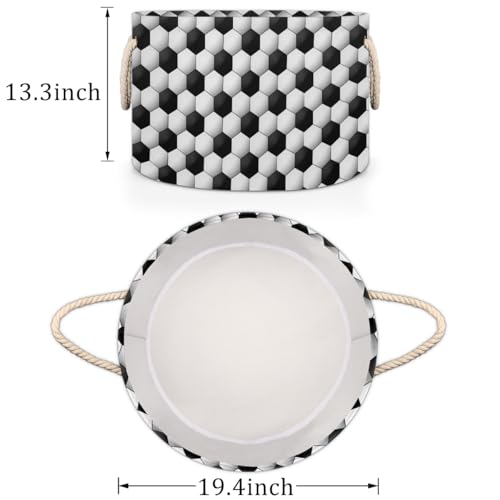 Pardick Large Round Storage Basket Sport Football Collapsible Circle Storage Bin Basket Laundry Hamper With Handle for Kids Boy Girls Toy Bedroom Living Room Nursery Room Decor Storage Organizer - color: A07:sport theme 7