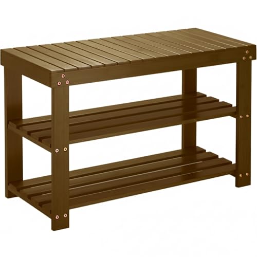 Pipishell Bamboo Shoe Rack Bench, 3 Tier Sturdy Shoe Bench, Storage Shoe Organizer, Holds up to 300lbs for Entryway Bedroom Living Room Balcony, Yellow Brown - color: Yellow Brown