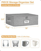 punemi Mug Storage Organizer w/Hard Shell Sides & Bottom, Padded Dividers, 2-Pack Stackable Coffee Mug Storage Boxes for Tea Cups, China Storage Containers for Packing & Moving - style: Coffee Storage 2pcs
