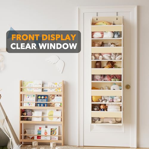 SpaceAid 2 Pack Over The Door Organizer with 5 Large Pockets and 10 Mesh Side Pockets, 5 Layers Door Organizer Hanging with Clear Window for Bedroom, Bathroom, Pantry and Nursery, Beige - color: Beige, size: 2 Pack