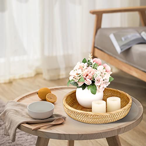 Hipiwe 9.9" Round Key Basket Bowl for Entryway Table Wicker Storage Basket Woven Keys Bowl Holder Crackers Fruit Candy Serving Tray Rattan Organizer Basket for Remote Control Wallet Cell Phone - color: Natural Color, size: Medium, 9.9"