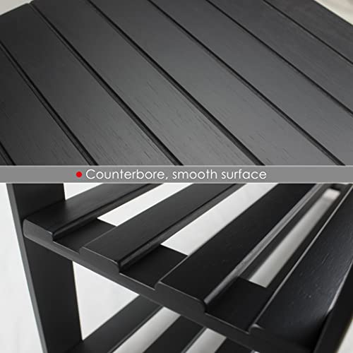 SMIBUY Bamboo Shoe Rack Bench, 3-Tier Shoe Organizer Storage Shelf for Entryway Hallway Bathroom Living Room (Black) - color: Black