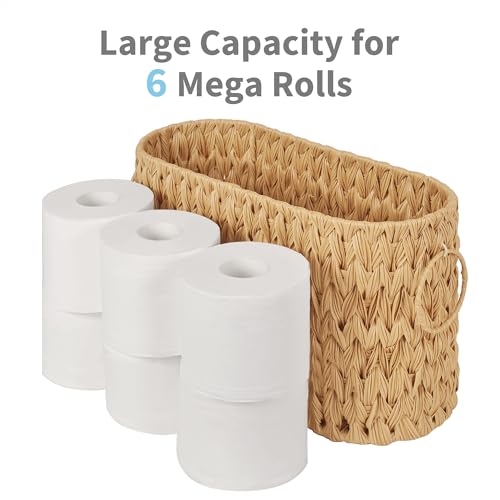 GRANNY SAYS Toilet Paper Storage, Bathroom Storage Basket, Toilet Paper Basket for 6 Mega Rolls, Toilet Paper Holder with Storage, Wicker Basket for Bathroom Accessories - color: Nature, size: 15¾"L x 6½" Wx 9½"H (No Lid)