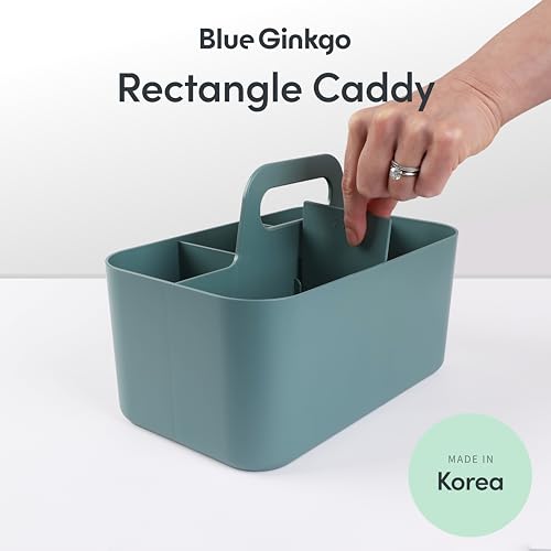 BLUE GINKGO Stackable Organizer Caddy – Korean-Made Portable Tote for Bathroom, Office, Crafts, or School Supplies (Rectangle, Green) - color: GREEN, size: Rectangle
