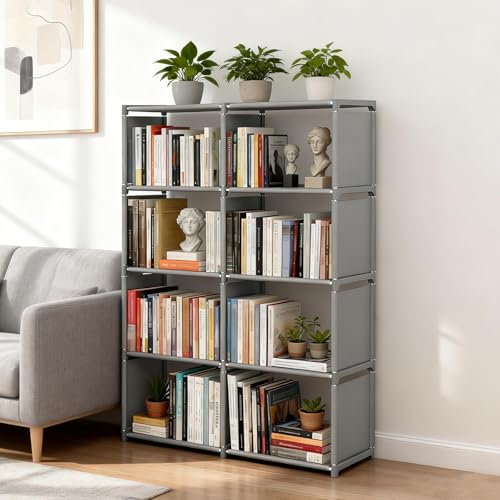 8-Compartment Storage Rack – Tool-Free Assembly, Suitable for bedrooms, Closets, and Small Spaces; a Great Helper for organizing Children's Clothes and Nurseries. (Grey-8) - color: Grey-8