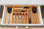 Umilife Extra Large Expandable Kitchen Siverware Utensils Drawer Organizer, 19" Deep for Big Drawer, Adjustable Bamboo Wood Drawer Divider with Curved Grooves, Cutlery Tray Flatware Holder - size: Expandable 17~28 x 19 inch